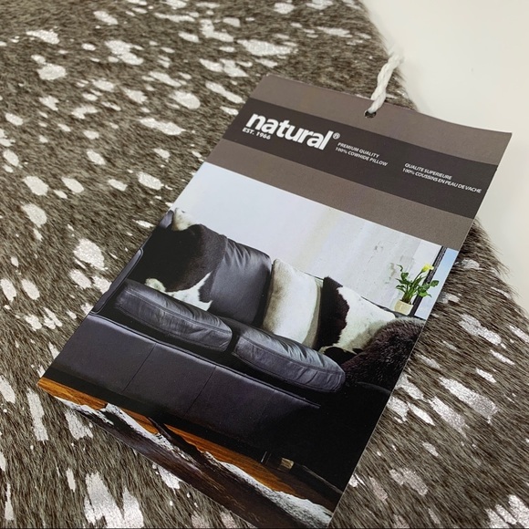 Natural genuine cowhide accent pillow grey and silver NWT - Picture 2 of 11